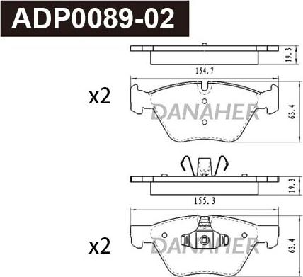 Danaher ADP0089-02 - Гальмівні колодки, дискові гальма autocars.com.ua