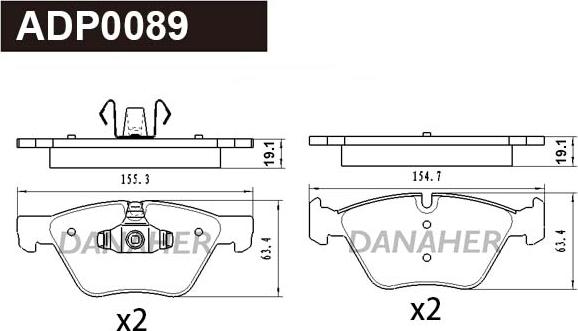 Danaher ADP0089 - Гальмівні колодки, дискові гальма autocars.com.ua