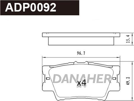 Danaher ADP0092 - Гальмівні колодки, дискові гальма autocars.com.ua