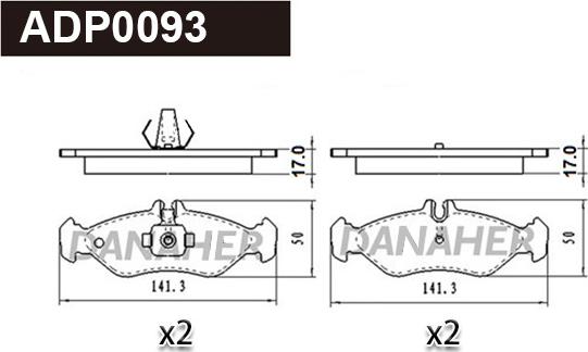 Danaher ADP0093 - Гальмівні колодки, дискові гальма autocars.com.ua