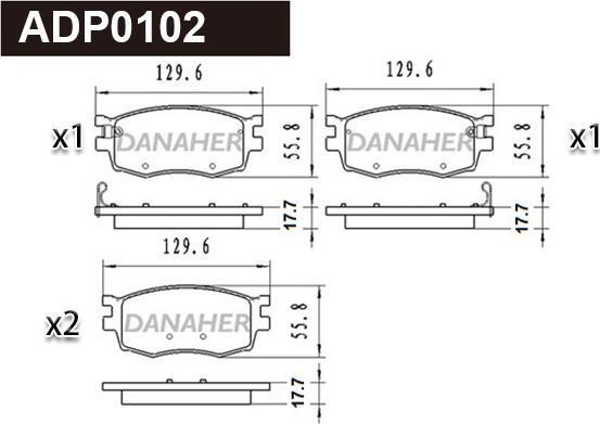 Danaher ADP0102 - Тормозные колодки, дисковые, комплект autodnr.net