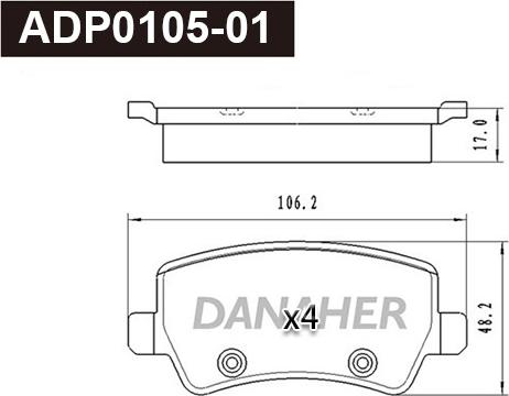 Danaher ADP0105-01 - Гальмівні колодки, дискові гальма autocars.com.ua