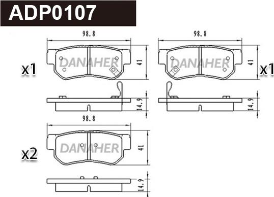 Danaher ADP0107 - Гальмівні колодки, дискові гальма autocars.com.ua