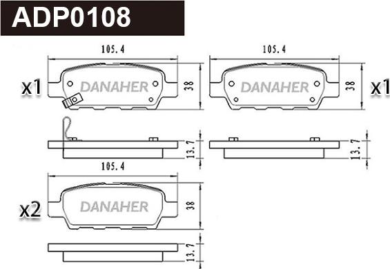 Danaher ADP0108 - Гальмівні колодки, дискові гальма autocars.com.ua