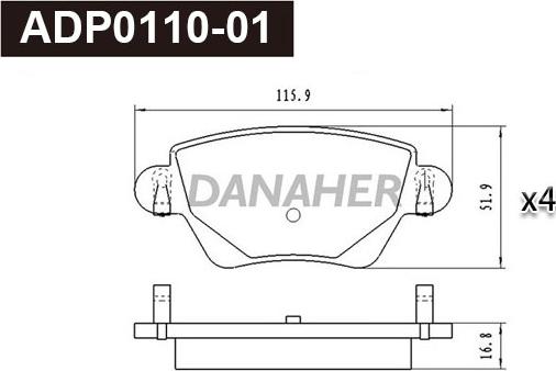 Danaher ADP0110-01 - Гальмівні колодки, дискові гальма autocars.com.ua