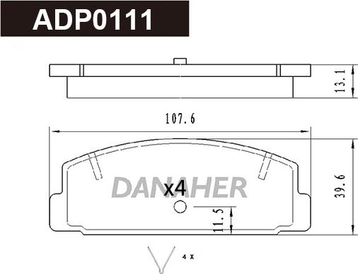 Danaher ADP0111 - Гальмівні колодки, дискові гальма autocars.com.ua