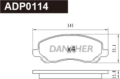 Danaher ADP0114 - Тормозные колодки, дисковые, комплект autodnr.net