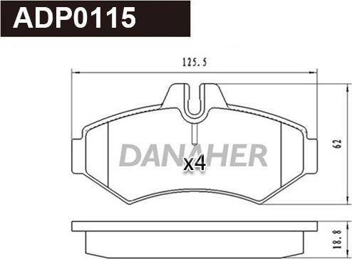 Danaher ADP0115 - Гальмівні колодки, дискові гальма autocars.com.ua