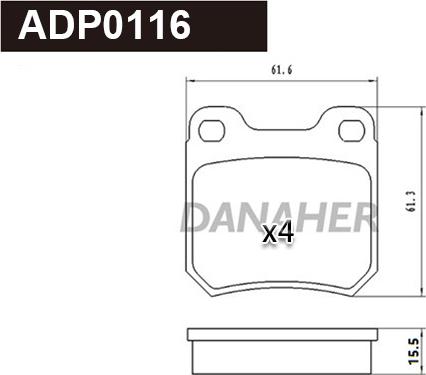 Danaher ADP0116 - Гальмівні колодки, дискові гальма autocars.com.ua