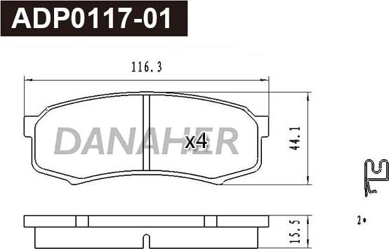 Danaher ADP0117-01 - Гальмівні колодки, дискові гальма autocars.com.ua