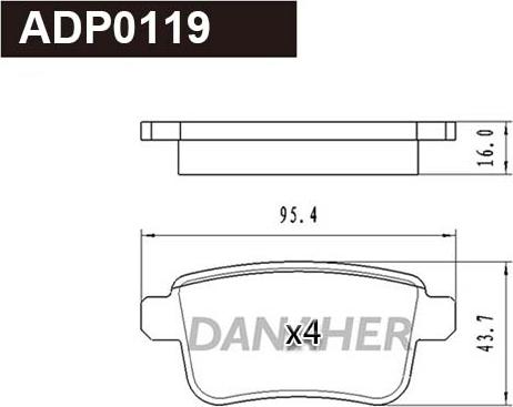 Danaher ADP0119 - Гальмівні колодки, дискові гальма autocars.com.ua