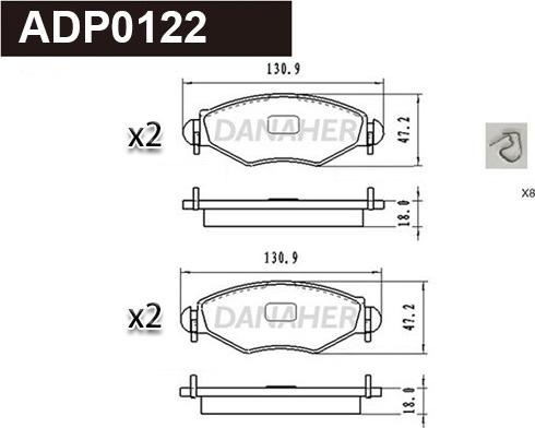 Danaher ADP0122 - Гальмівні колодки, дискові гальма autocars.com.ua