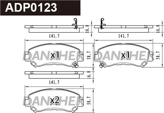 Danaher ADP0123 - Гальмівні колодки, дискові гальма autocars.com.ua