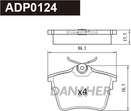 Danaher ADP0124 - Гальмівні колодки, дискові гальма autocars.com.ua