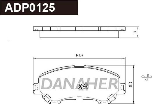 Danaher ADP0125 - Гальмівні колодки, дискові гальма autocars.com.ua