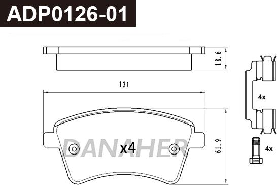 Danaher ADP0126-01 - Гальмівні колодки, дискові гальма autocars.com.ua