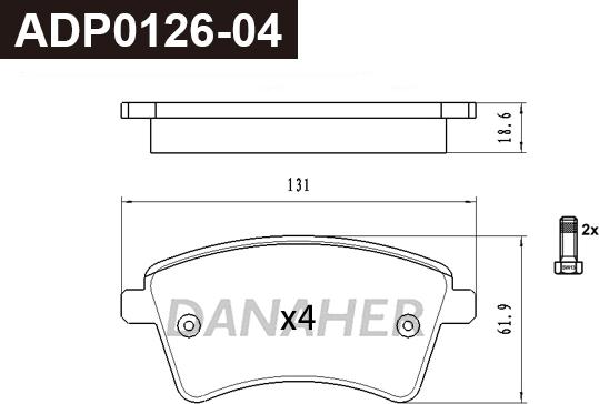 Danaher ADP0126-04 - Гальмівні колодки, дискові гальма autocars.com.ua