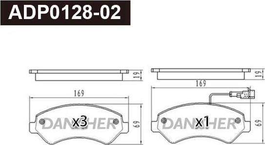 Danaher ADP0128-02 - Тормозные колодки, дисковые, комплект autodnr.net