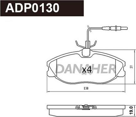 Danaher ADP0130 - Гальмівні колодки, дискові гальма autocars.com.ua