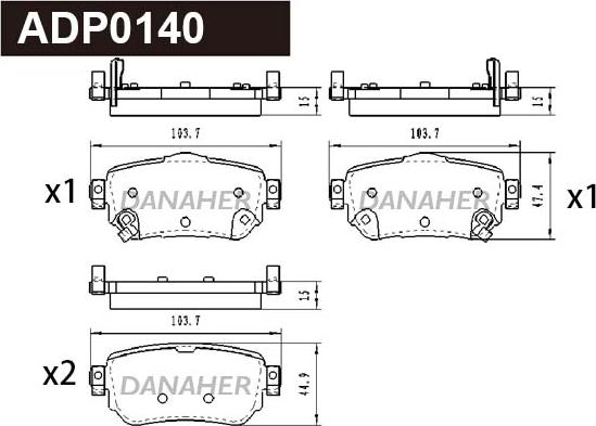 Danaher ADP0140 - Гальмівні колодки, дискові гальма autocars.com.ua