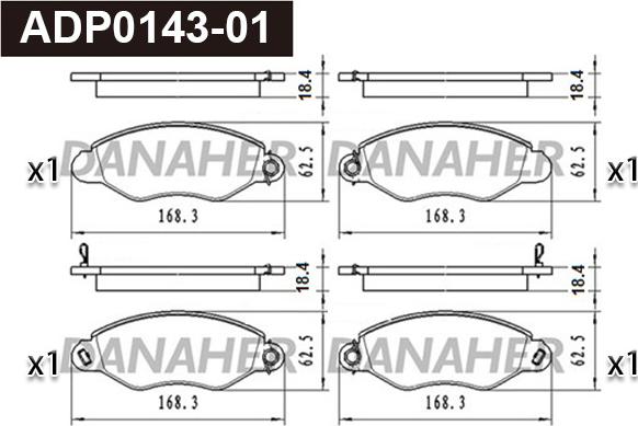 Danaher ADP0143-01 - Гальмівні колодки, дискові гальма autocars.com.ua