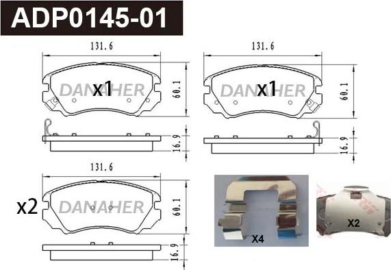 Danaher ADP0145-01 - Гальмівні колодки, дискові гальма autocars.com.ua