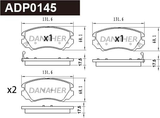 Danaher ADP0145 - Гальмівні колодки, дискові гальма autocars.com.ua