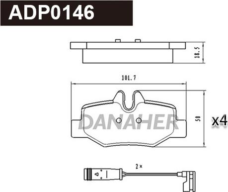 Danaher ADP0146 - Гальмівні колодки, дискові гальма autocars.com.ua