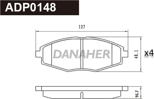 Danaher ADP0148 - Гальмівні колодки, дискові гальма autocars.com.ua