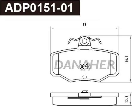 Danaher ADP0151-01 - Гальмівні колодки, дискові гальма autocars.com.ua