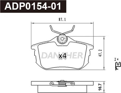 Danaher ADP0154-01 - Гальмівні колодки, дискові гальма autocars.com.ua