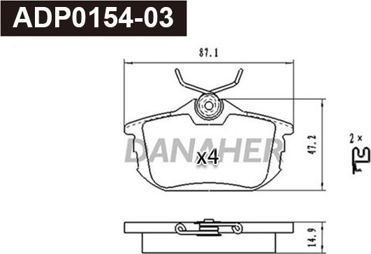 Danaher ADP0154-03 - Гальмівні колодки, дискові гальма autocars.com.ua