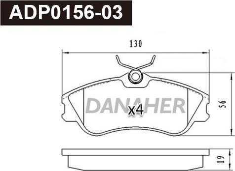 Danaher ADP0156-03 - Гальмівні колодки, дискові гальма autocars.com.ua