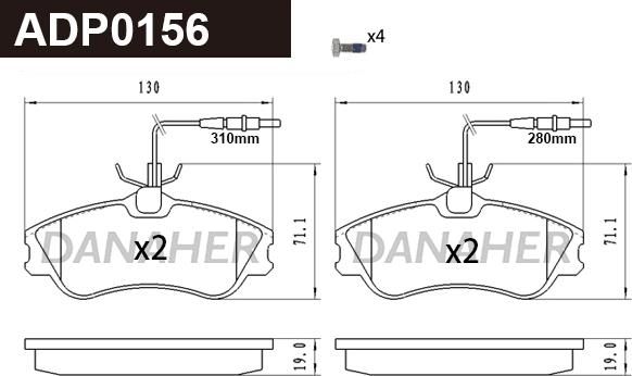 Danaher ADP0156 - Гальмівні колодки, дискові гальма autocars.com.ua