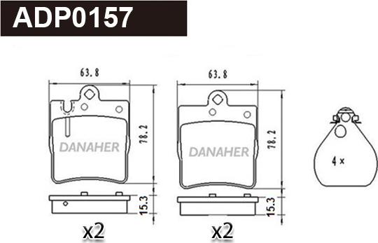 Danaher ADP0157 - Гальмівні колодки, дискові гальма autocars.com.ua
