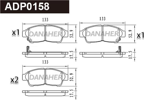 Danaher ADP0158 - Гальмівні колодки, дискові гальма autocars.com.ua