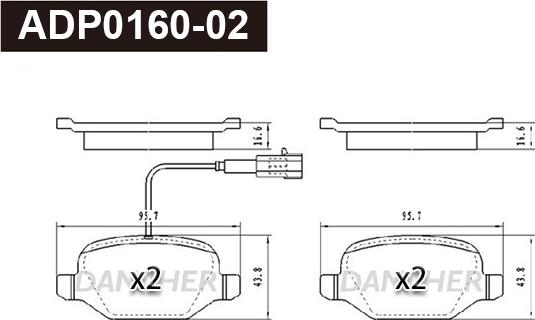 Danaher ADP0160-02 - Гальмівні колодки, дискові гальма autocars.com.ua