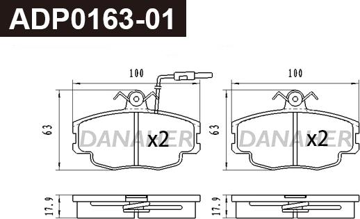 Danaher ADP0163-01 - Гальмівні колодки, дискові гальма autocars.com.ua
