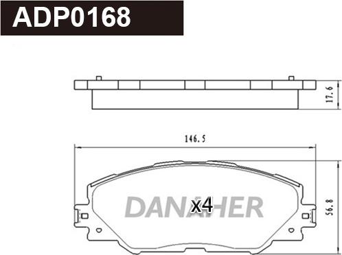 Danaher ADP0168 - Тормозные колодки, дисковые, комплект autodnr.net