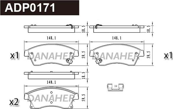 Danaher ADP0171 - Тормозные колодки, дисковые, комплект autodnr.net