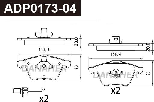 Danaher ADP0173-04 - Гальмівні колодки, дискові гальма autocars.com.ua