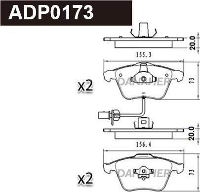 Danaher ADP0173 - Гальмівні колодки, дискові гальма autocars.com.ua