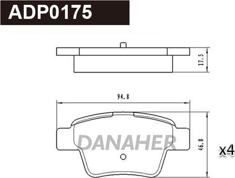 Danaher ADP0175 - Гальмівні колодки, дискові гальма autocars.com.ua