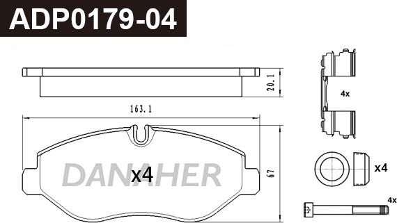 Danaher ADP0176-01 - Гальмівні колодки, дискові гальма autocars.com.ua