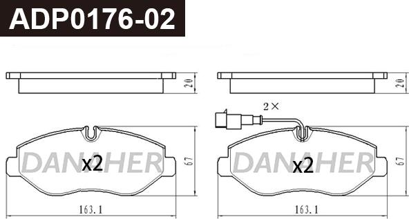 Danaher ADP0176-02 - Гальмівні колодки, дискові гальма autocars.com.ua