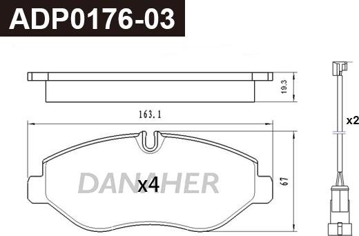 Danaher ADP0176-03 - Гальмівні колодки, дискові гальма autocars.com.ua