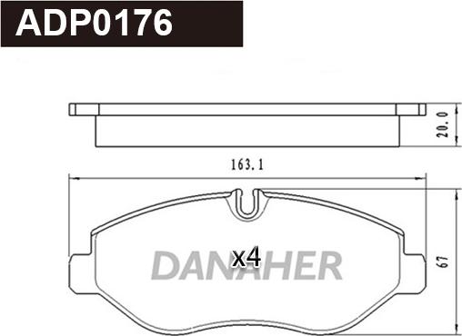 Danaher ADP0176 - Гальмівні колодки, дискові гальма autocars.com.ua