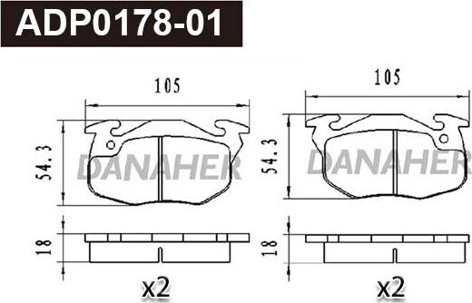 Danaher ADP0178-01 - Гальмівні колодки, дискові гальма autocars.com.ua