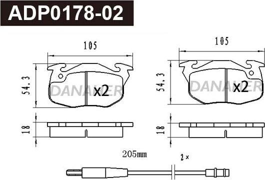 Danaher ADP0178-02 - Гальмівні колодки, дискові гальма autocars.com.ua