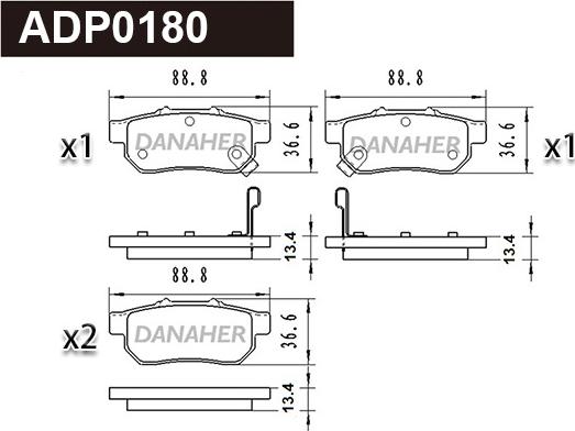 Danaher ADP0180 - Тормозные колодки, дисковые, комплект autodnr.net